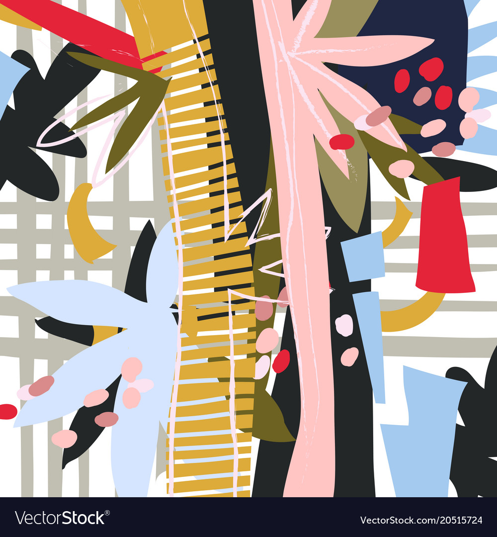 Abstract floral elements paper collage