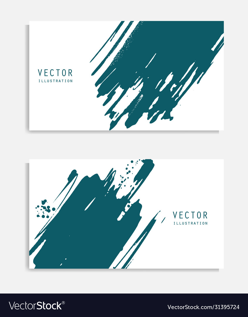 Abstract ink brush banners set with grunge effect