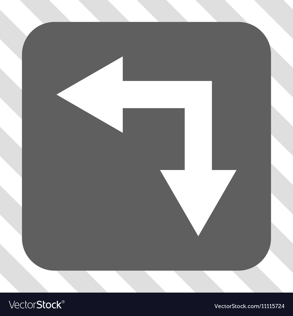 Bifurcation arrow left down rounded square button