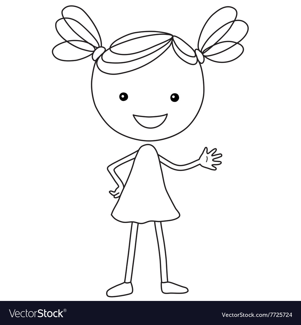 Cartoon girl in black color Royalty Free Vector Image