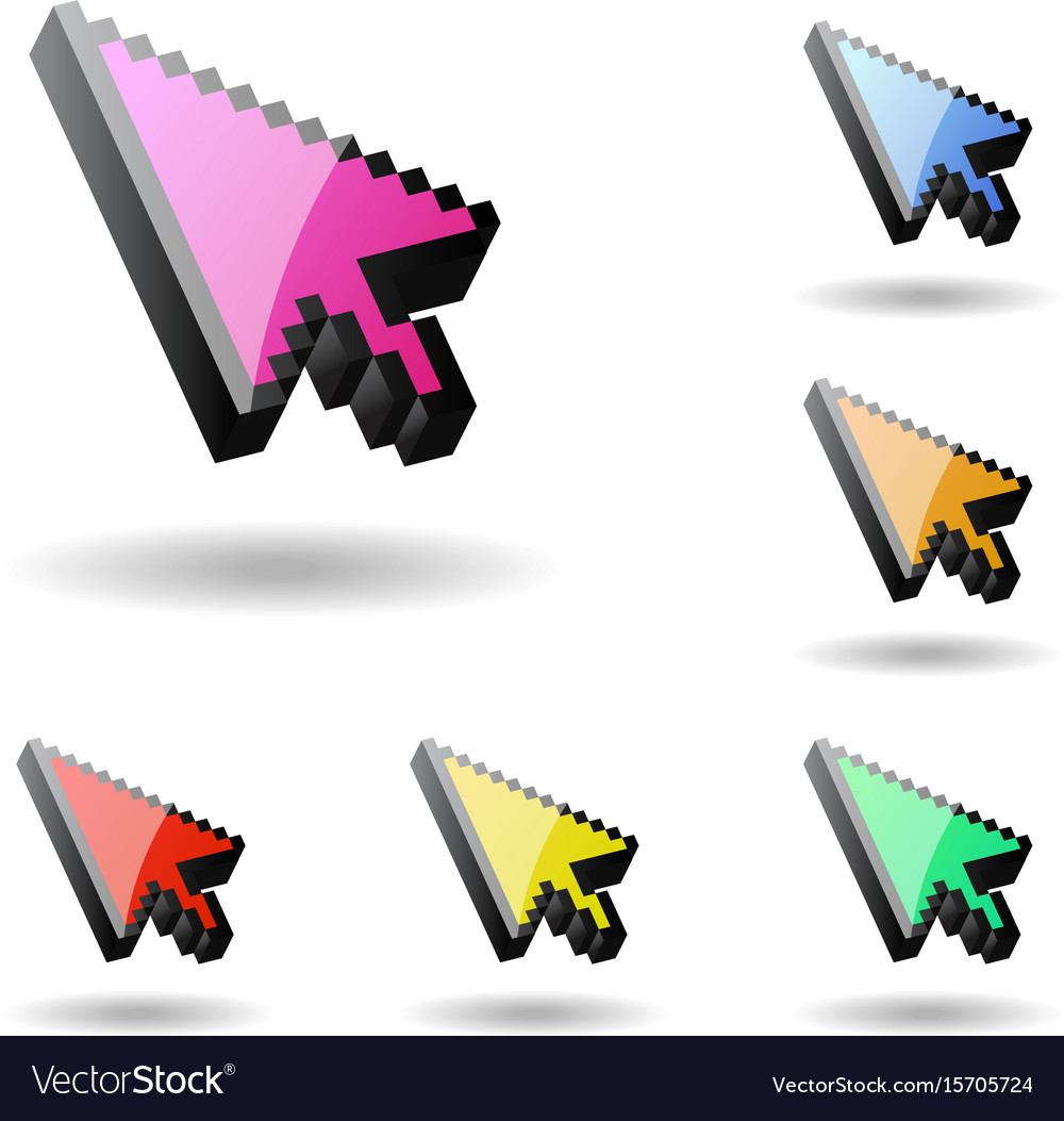 Colored cursor mouse computer pointer Royalty Free Vector