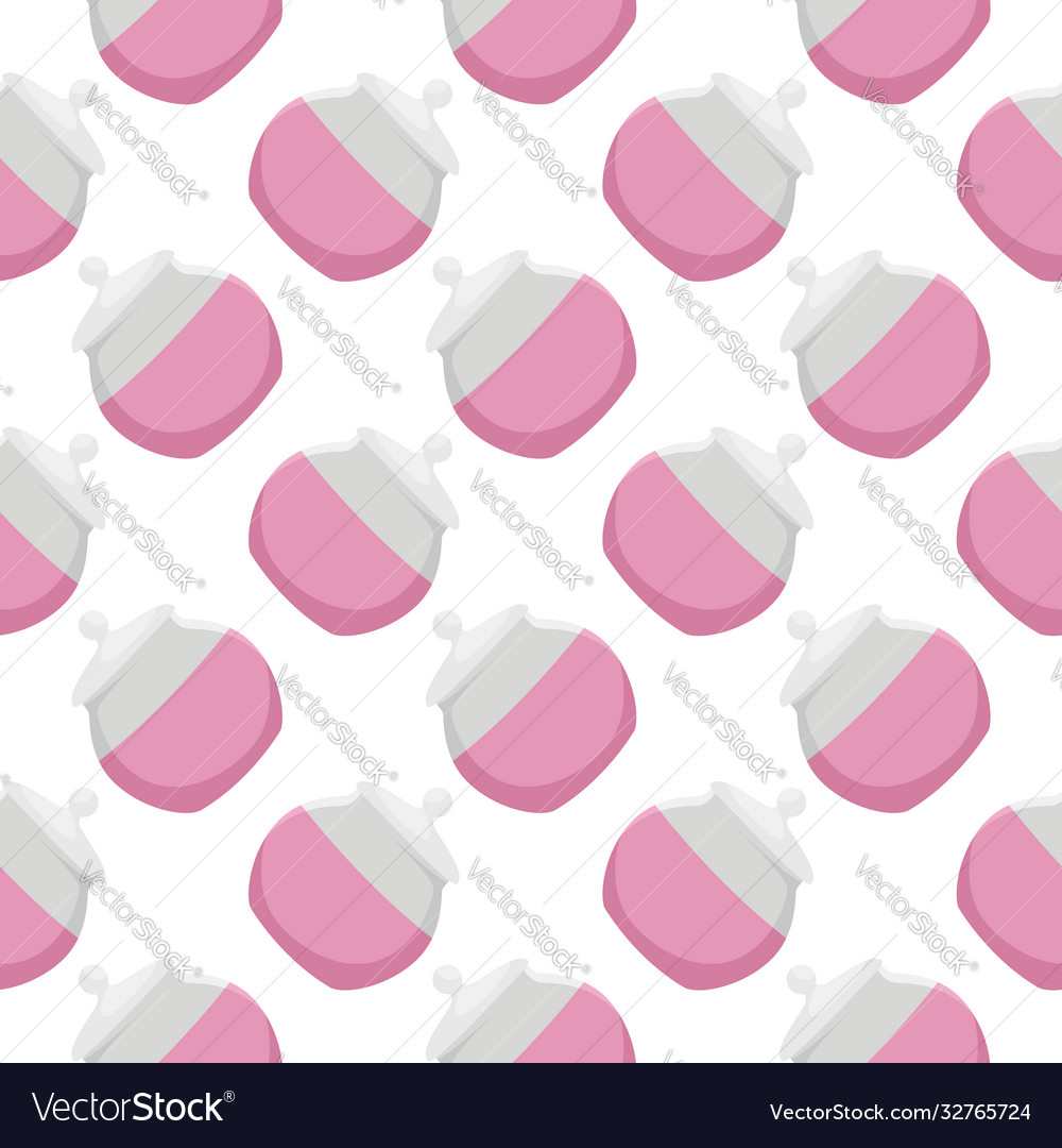 Cute pink jar seamless pattern on white background