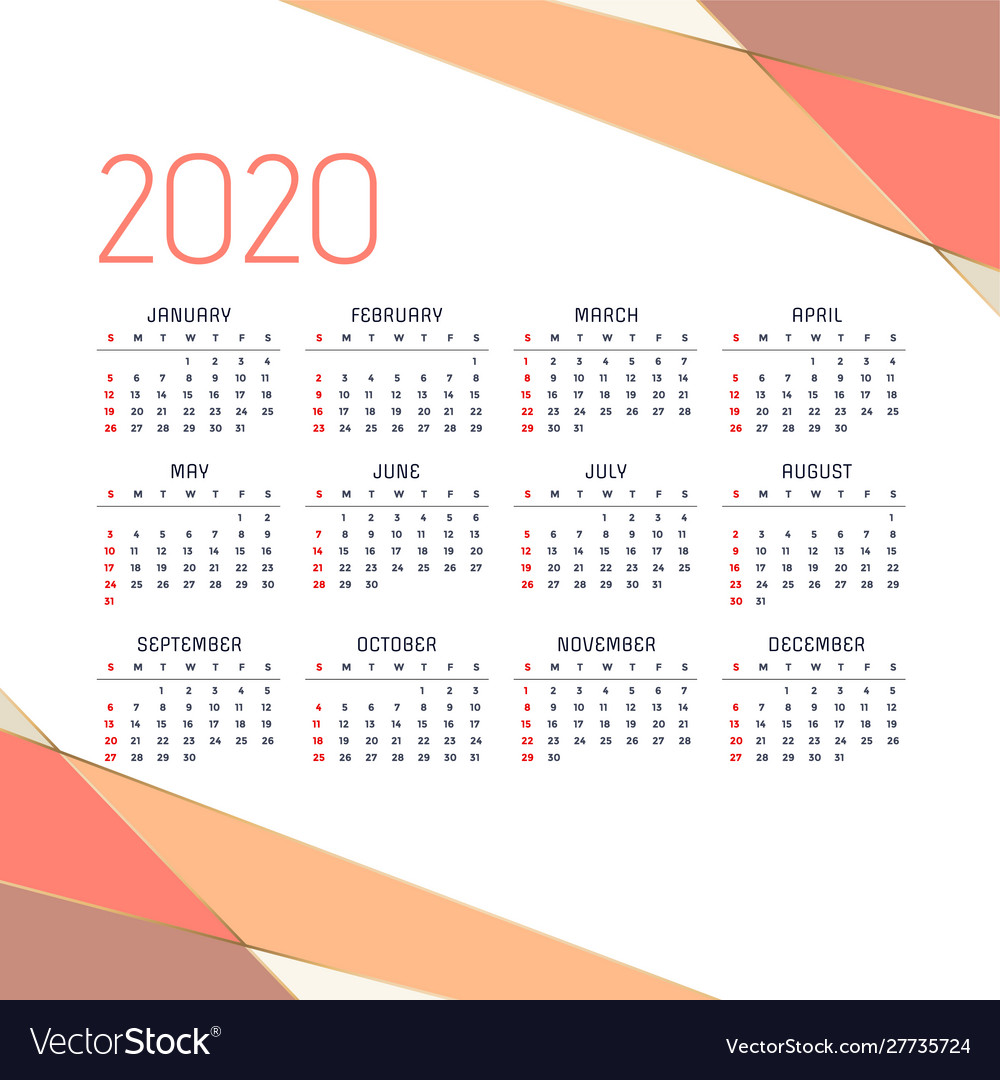 Geometric 2020 calendar design template