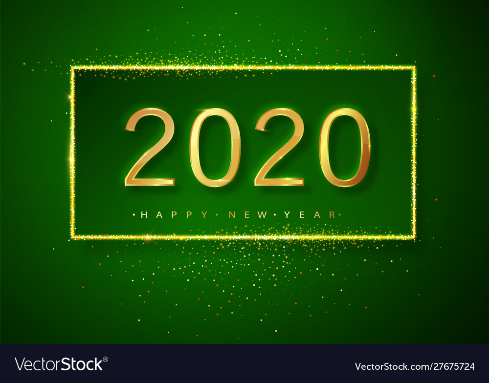 Green happy new year glitter gold fireworks vector image Green happy new year glitter gold fireworks