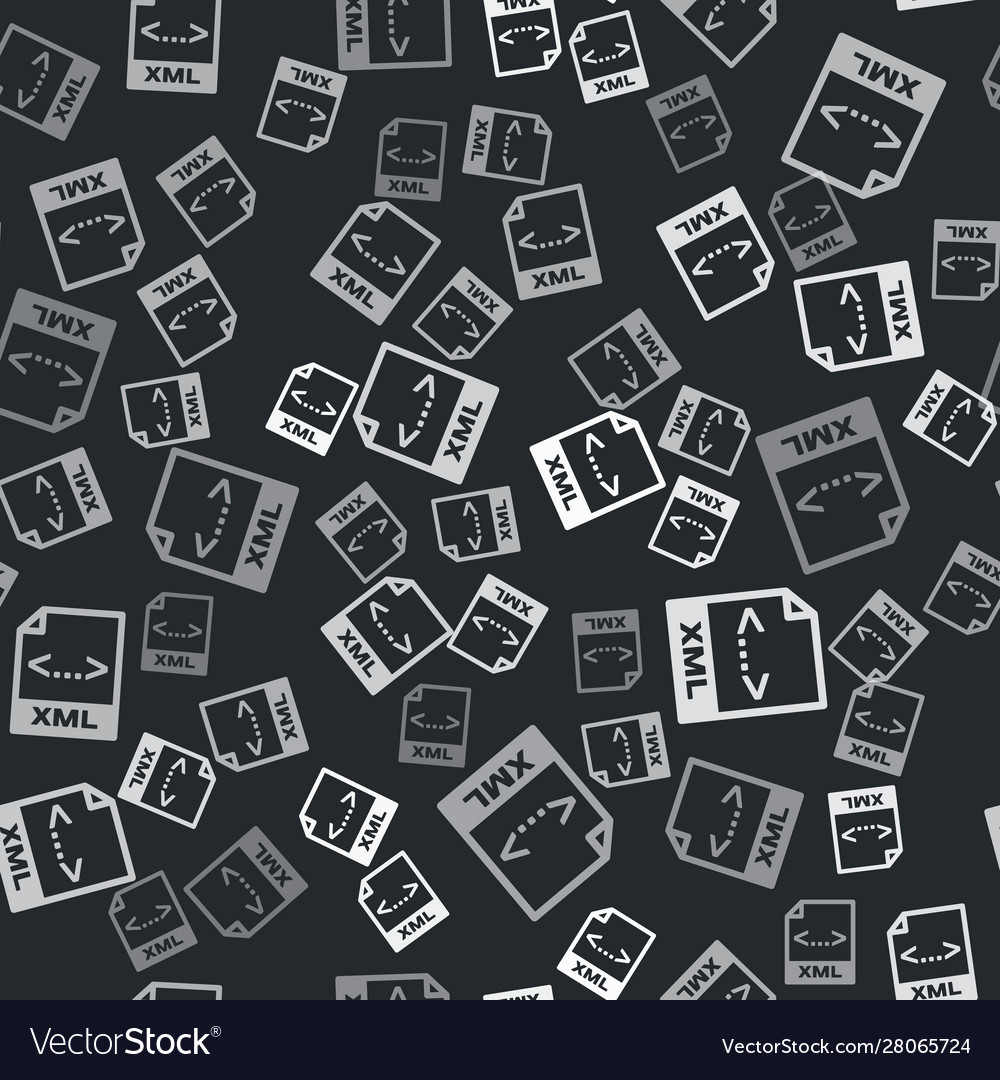 Grey xml file document download button icon vector image Grey xml file document download button icon