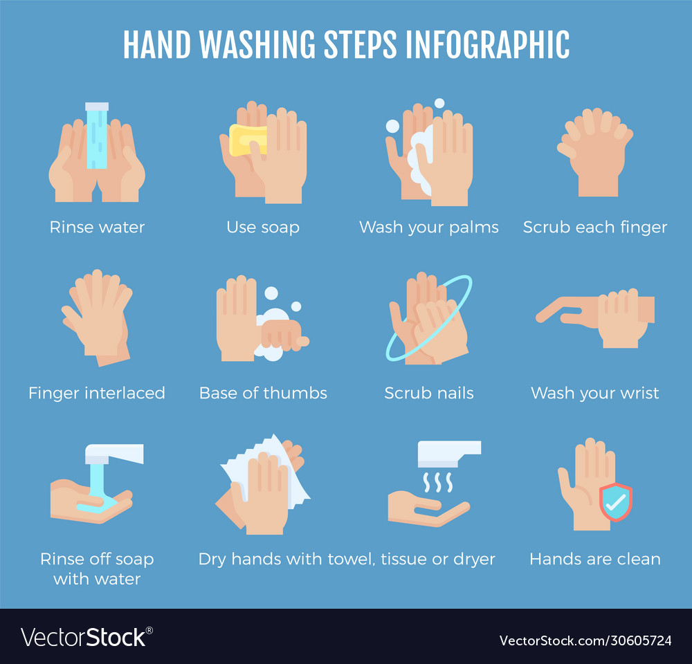 Hand washing steps infographic hand washing icon Vector Image