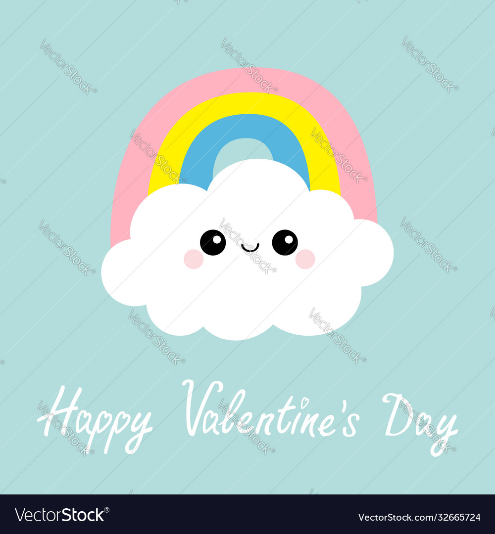 Happy valentines day cloud rainbow funny face Vector Image