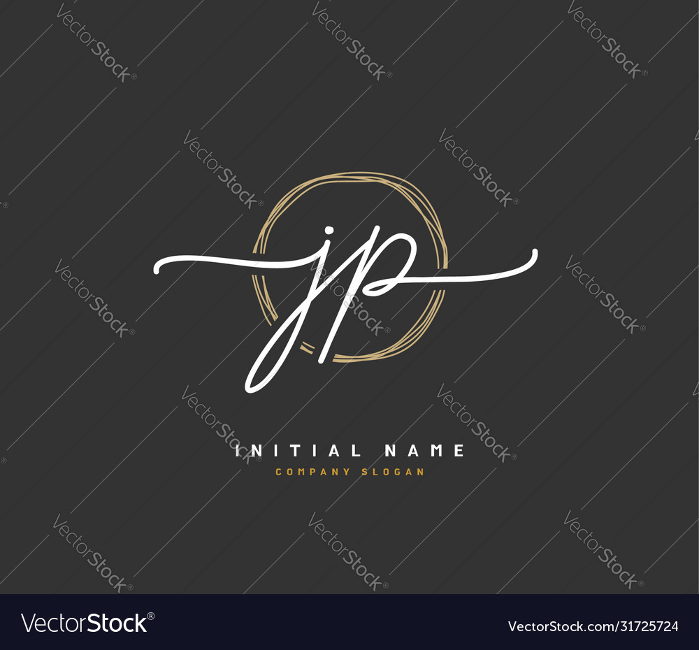 J p jp beauty initial logo handwriting