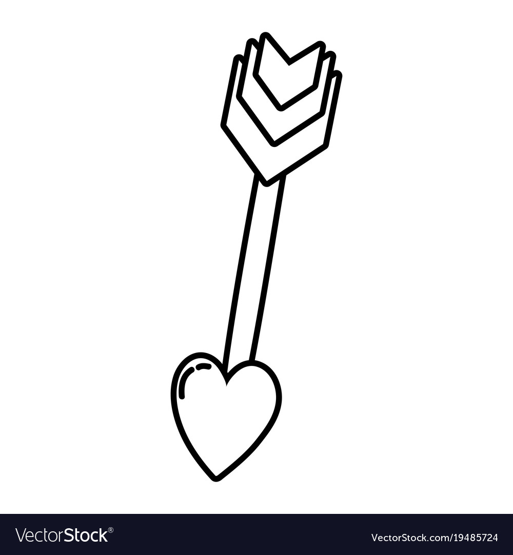 Line cupid arrow with heart pointer design