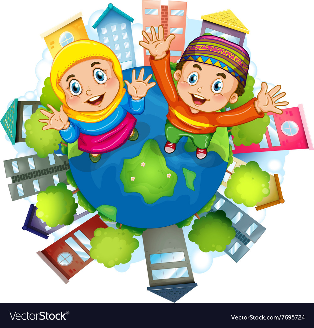 Muslim Couple Staning On Earth Royalty Free Vector Image