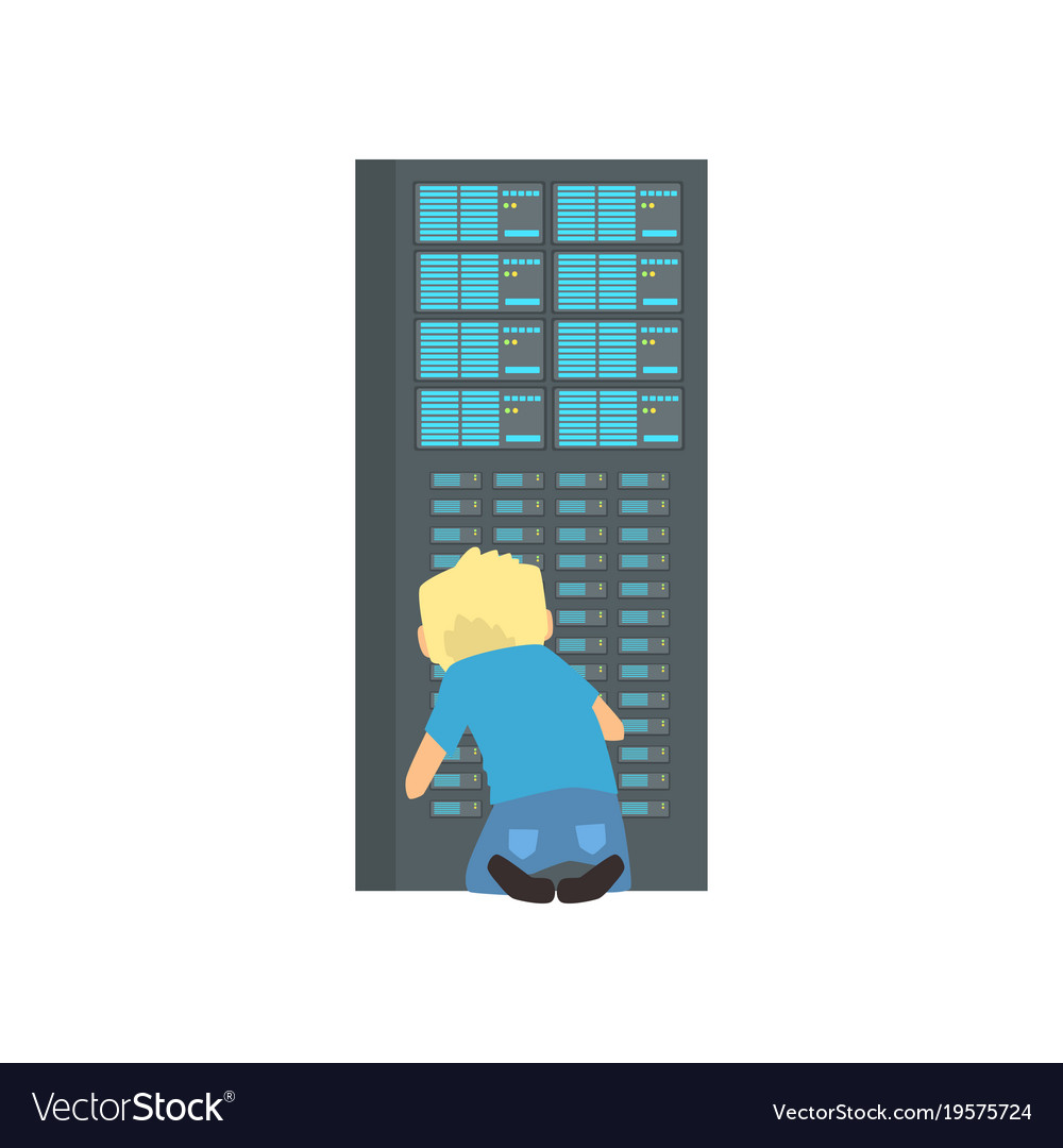 Network engineer administrator working in data