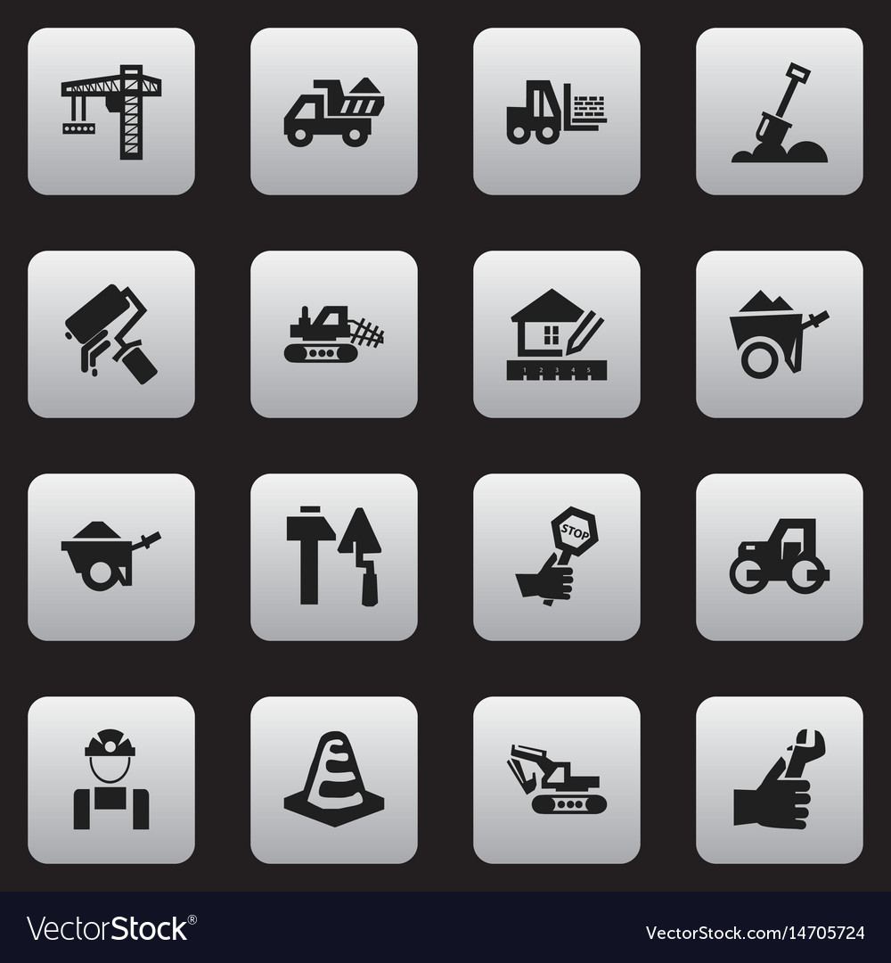 Set of 16 editable structure icons includes