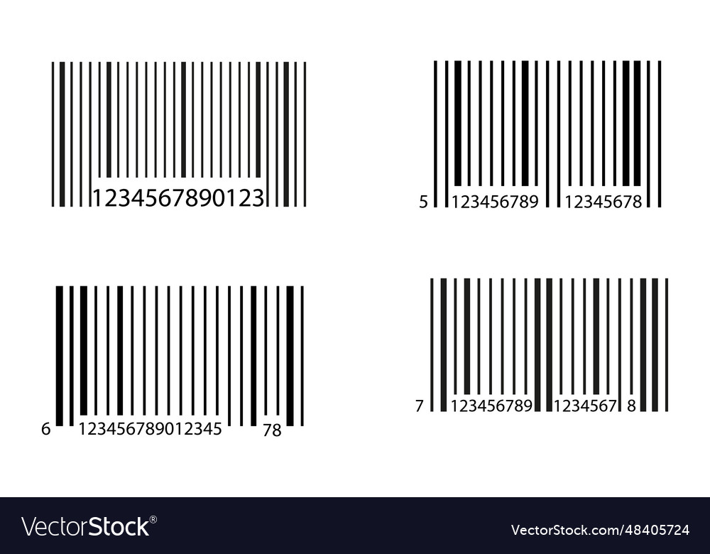 Simple bar code set universal product scan vector image Simple bar code set universal product scan