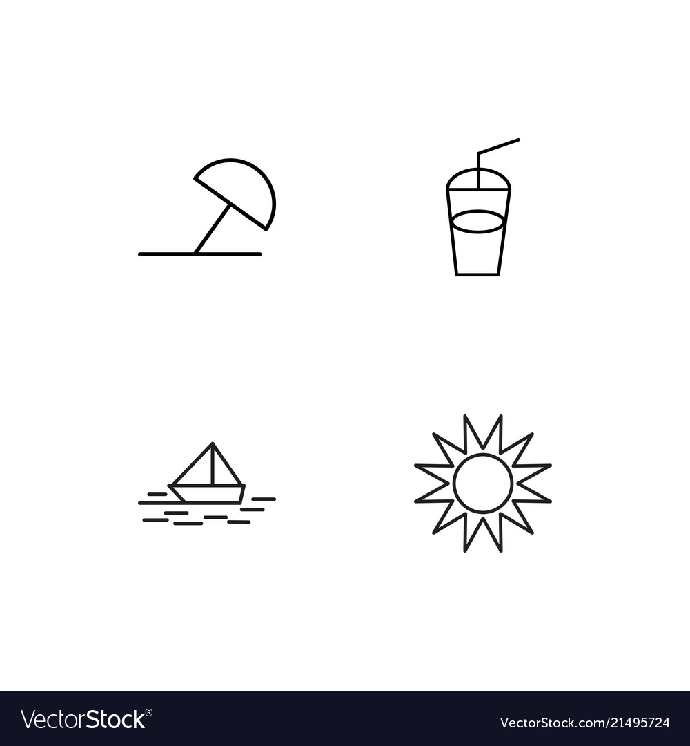 Summer linear icons set simple outline