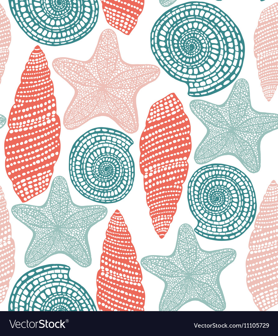 Background with shells and starfish