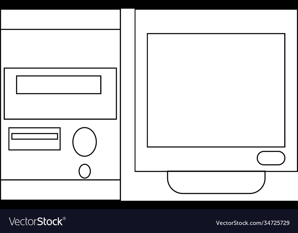 Computer screen and system unit isolated on white