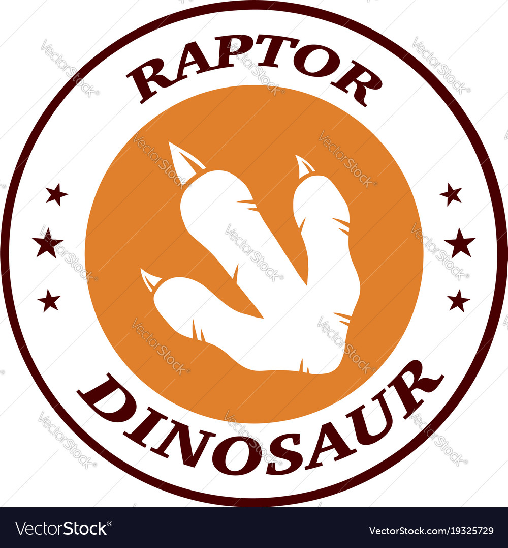 Dinosaur footprint circle label design with text