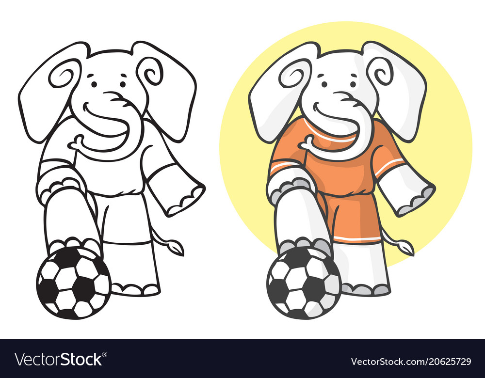 Elephant football player with ball