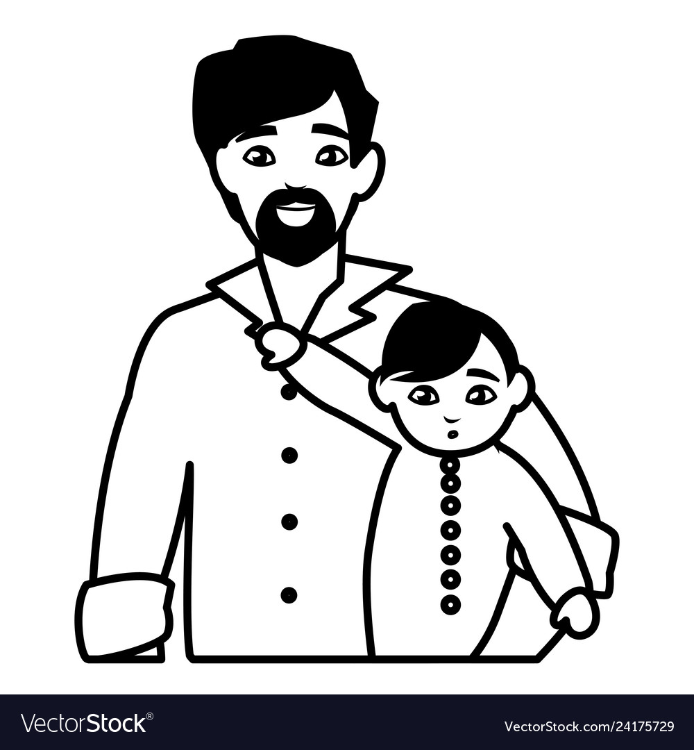 Father with baby son characters Royalty Free Vector Image