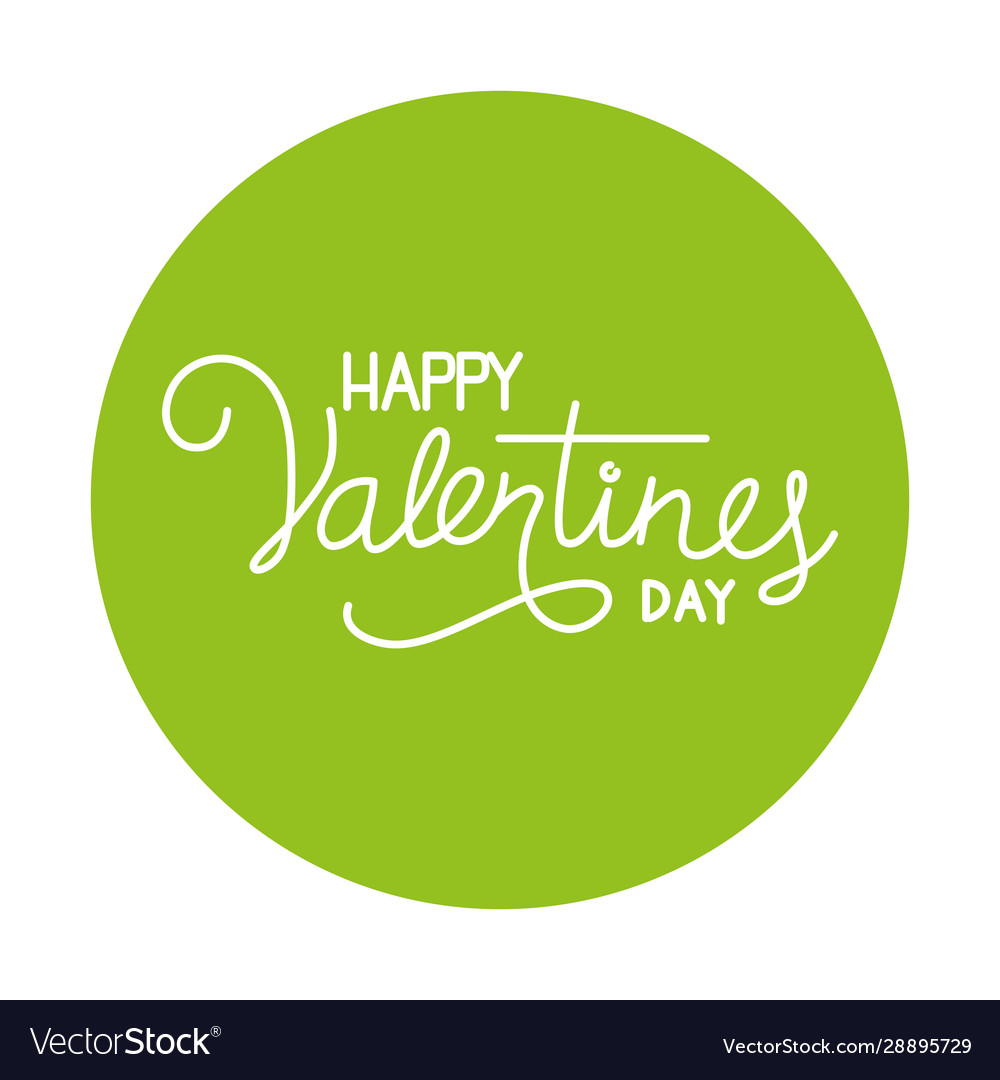 Happy valentines day label on green background vector image Happy valentines day label on green background