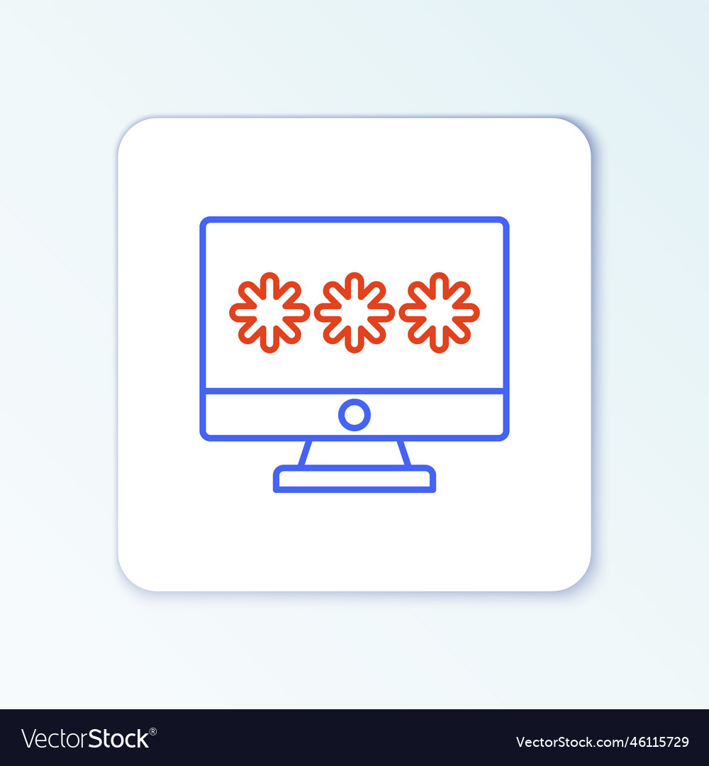 Line monitor with password notification icon vector image Line monitor with password notification icon