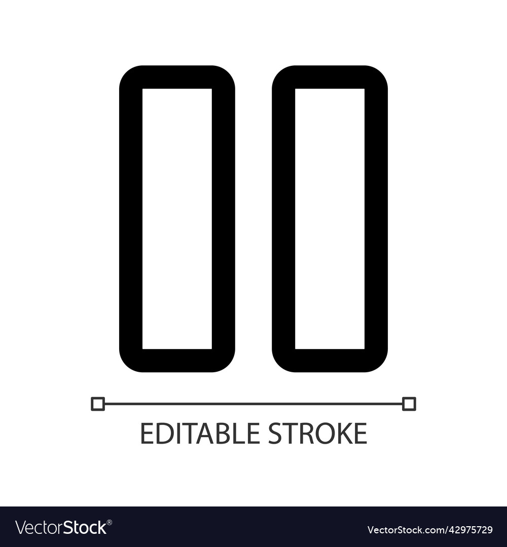 Pause white linear ui icon vector image Pause white linear ui icon