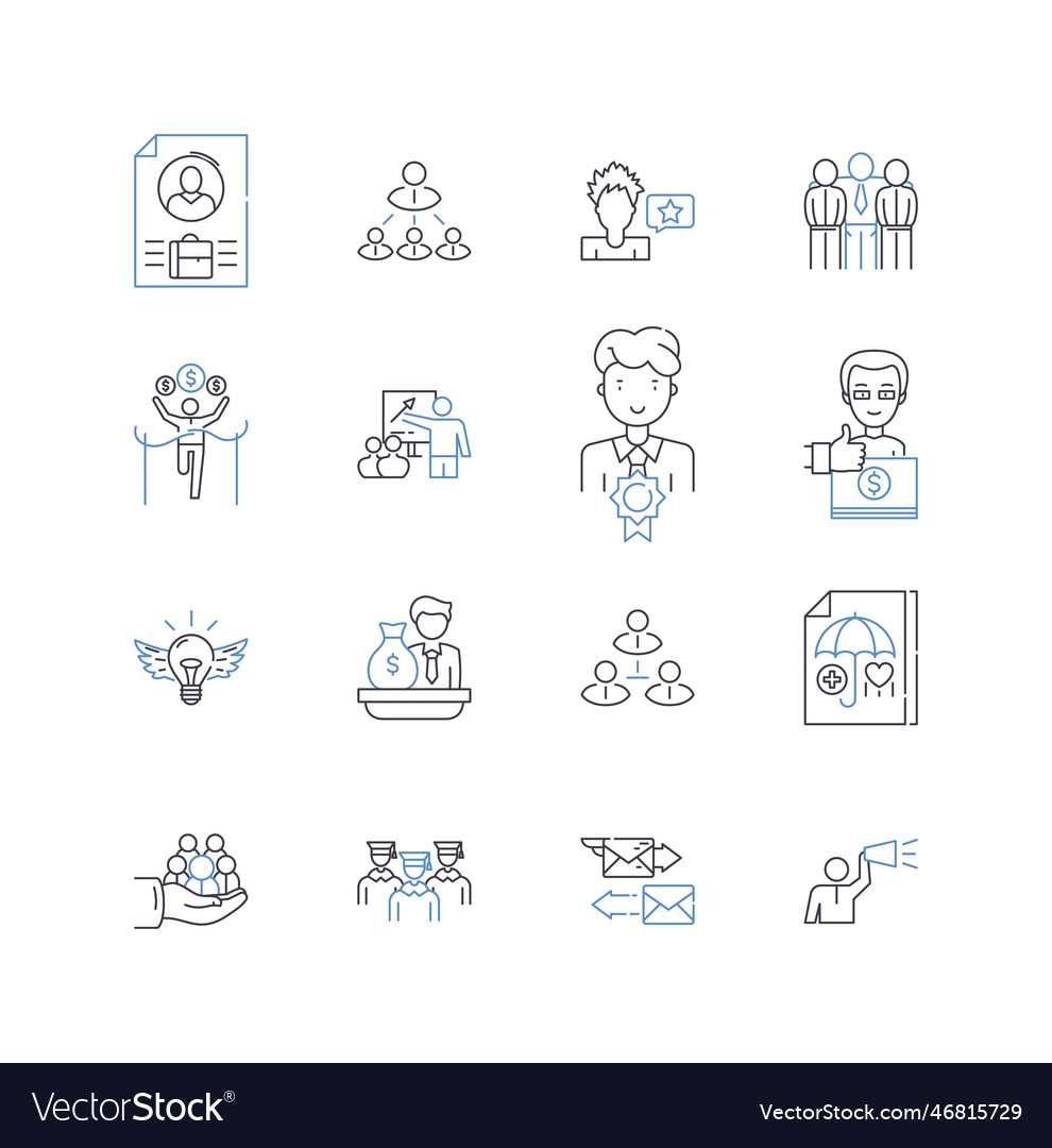 Protocol system line icons collection interface vector image Protocol system line icons collection interface