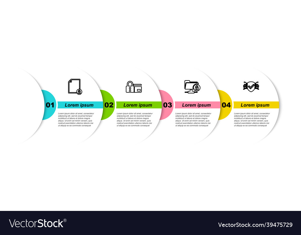 Set line document and lock credit card with ftp Vector Image Set line document and lock credit card with ftp