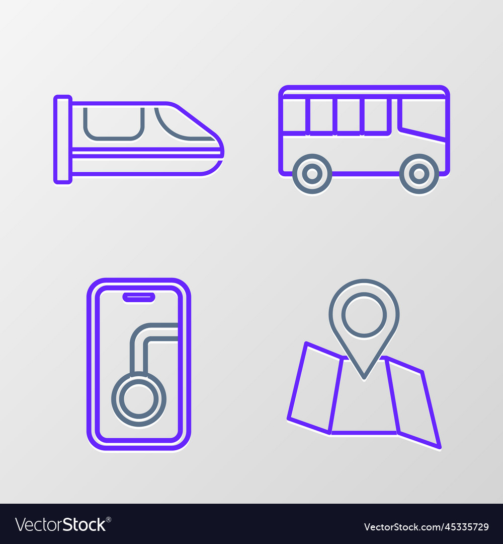 Set line folded map with location city navigation Vector Image Set line folded map with location city navigation