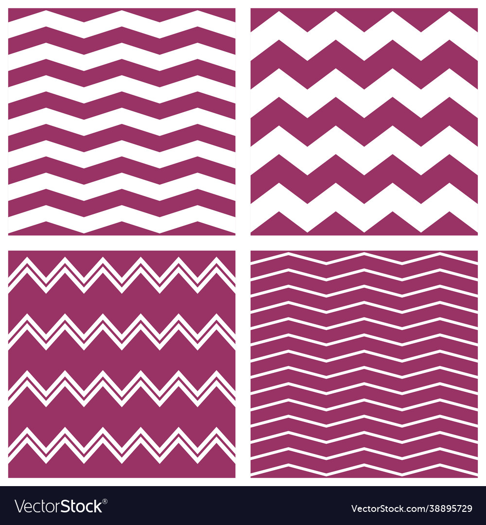 Tile pattern set with white and violet zig zag vector image Tile pattern set with white and violet zig zag