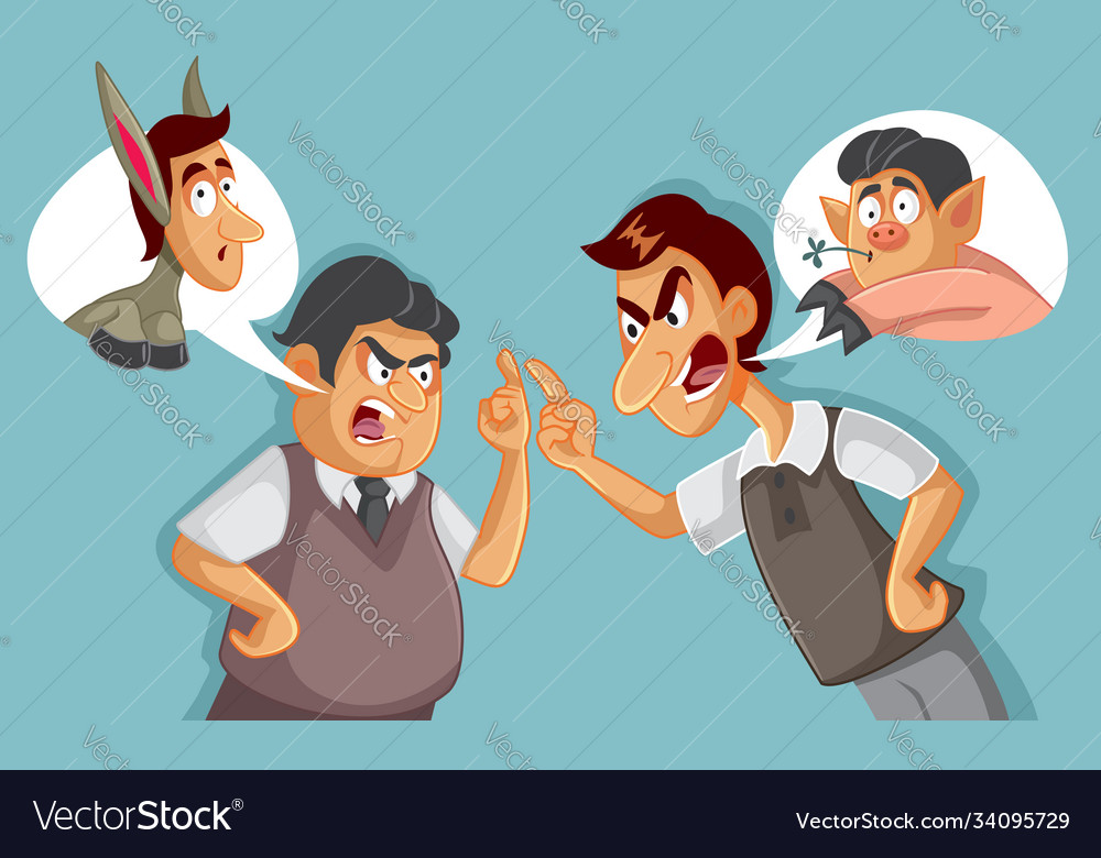 Two Men In An Argument Insulting Each Other Vector Image