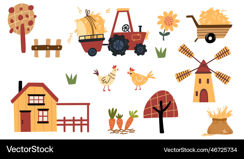 0285 farm set Royalty Free Vector Image - VectorStock