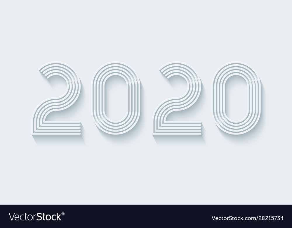 2020 year sign with cut paper effect Royalty Free Vector