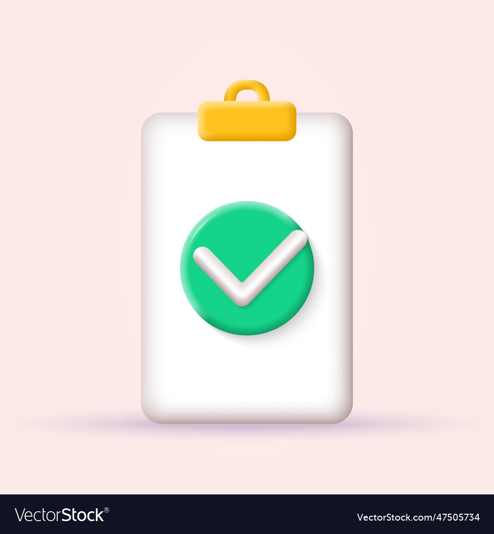 3d checklist set with circle check mark or tick vector image 3d checklist set with circle check mark or tick