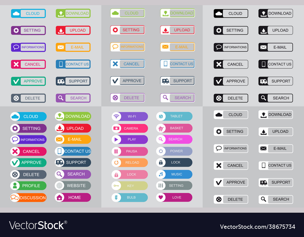 A collection web buttons in variety vector image A collection web buttons in variety