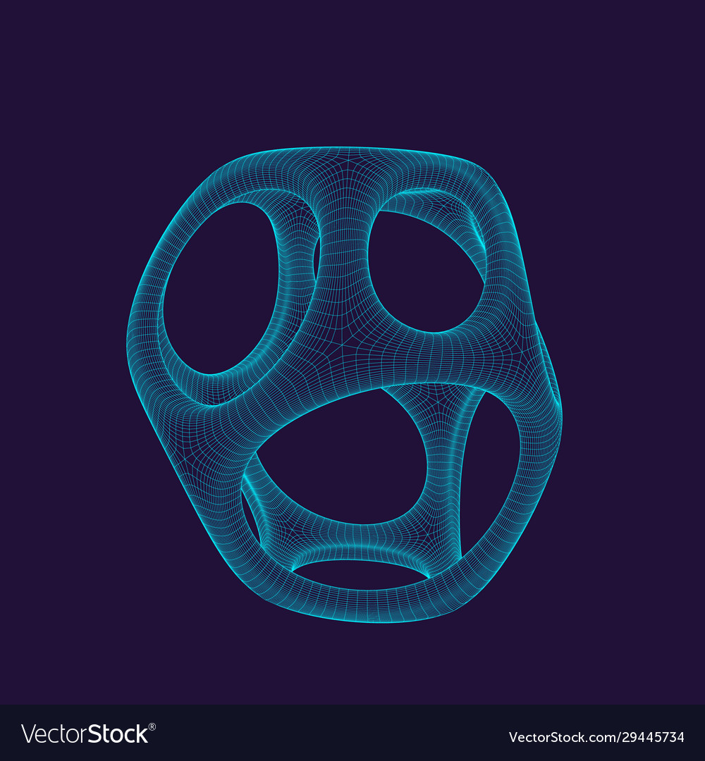 Abstract 3d shape with holes wireframe