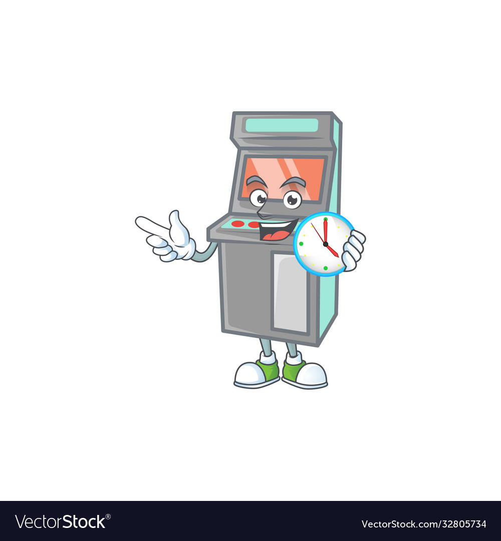 Arcade game machine cartoon style with a clock Vector Image Arcade game machine cartoon style with a clock