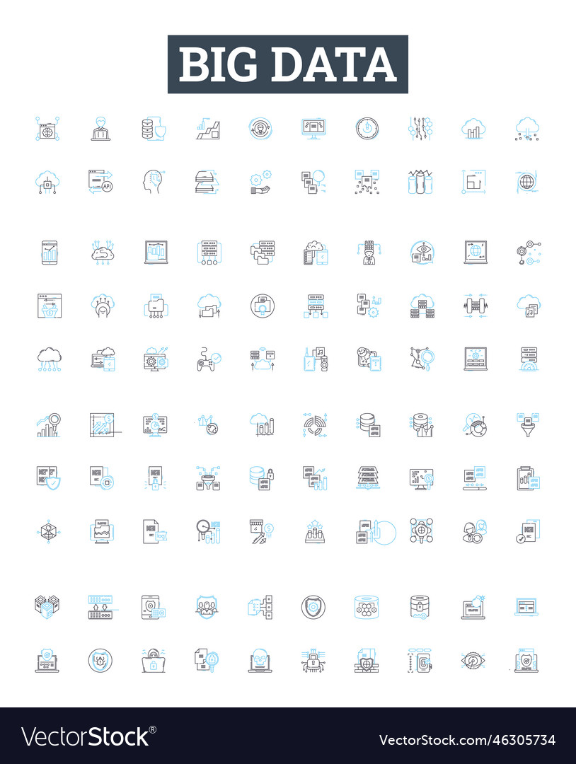 Big Data Line Icons - Hadoop & Analytics