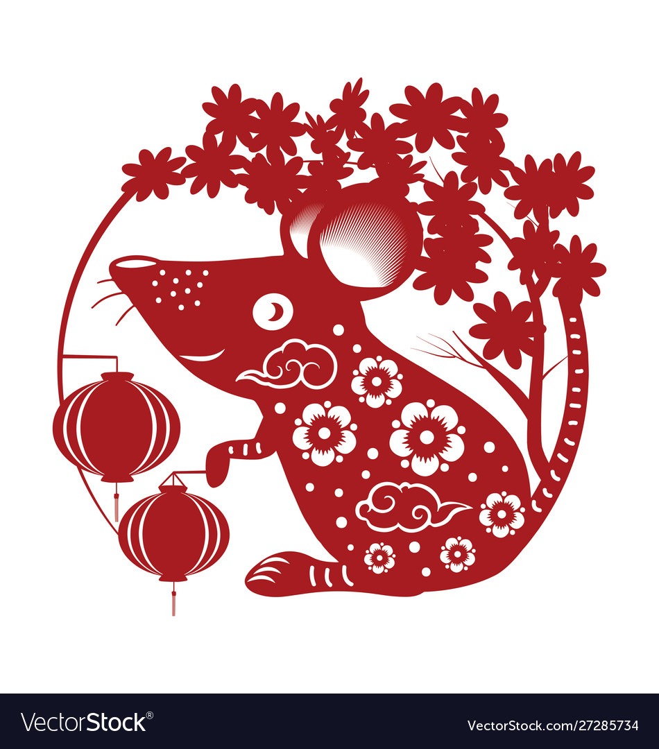 Chinese calligraphy 2020 year rat vector image Chinese calligraphy 2020 year rat