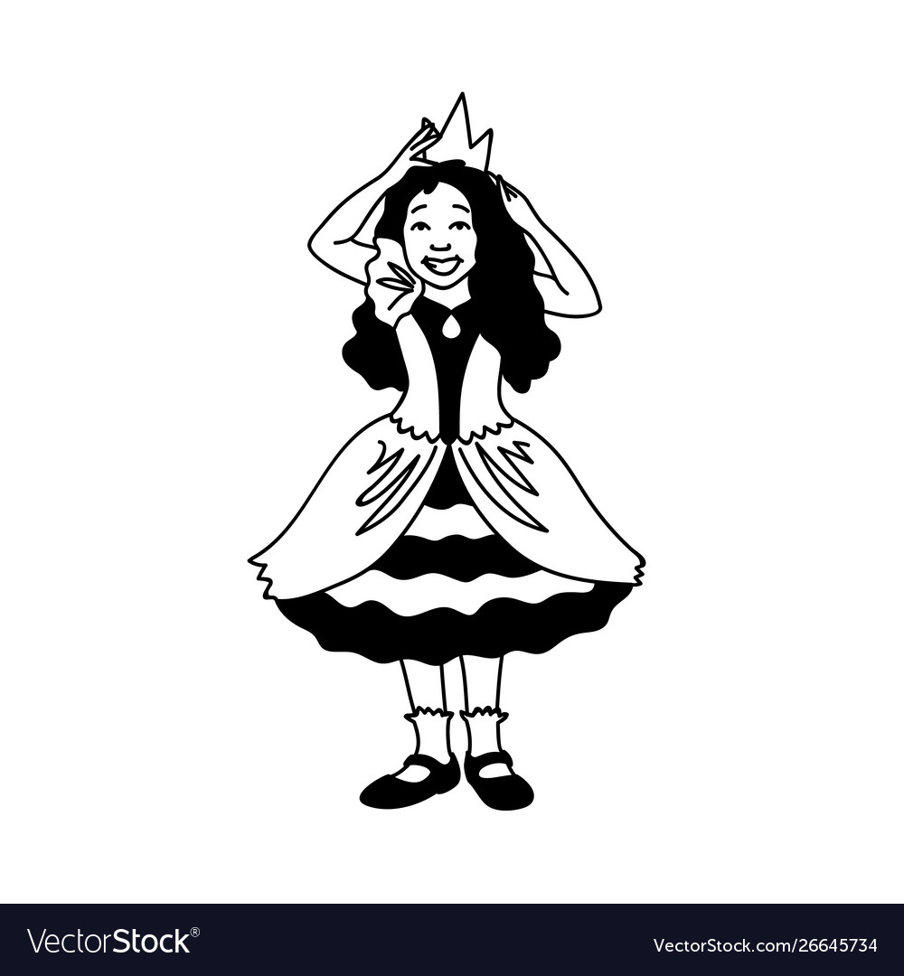 Cute Little Girl In Festive Dress Corrects Crown Vector Image