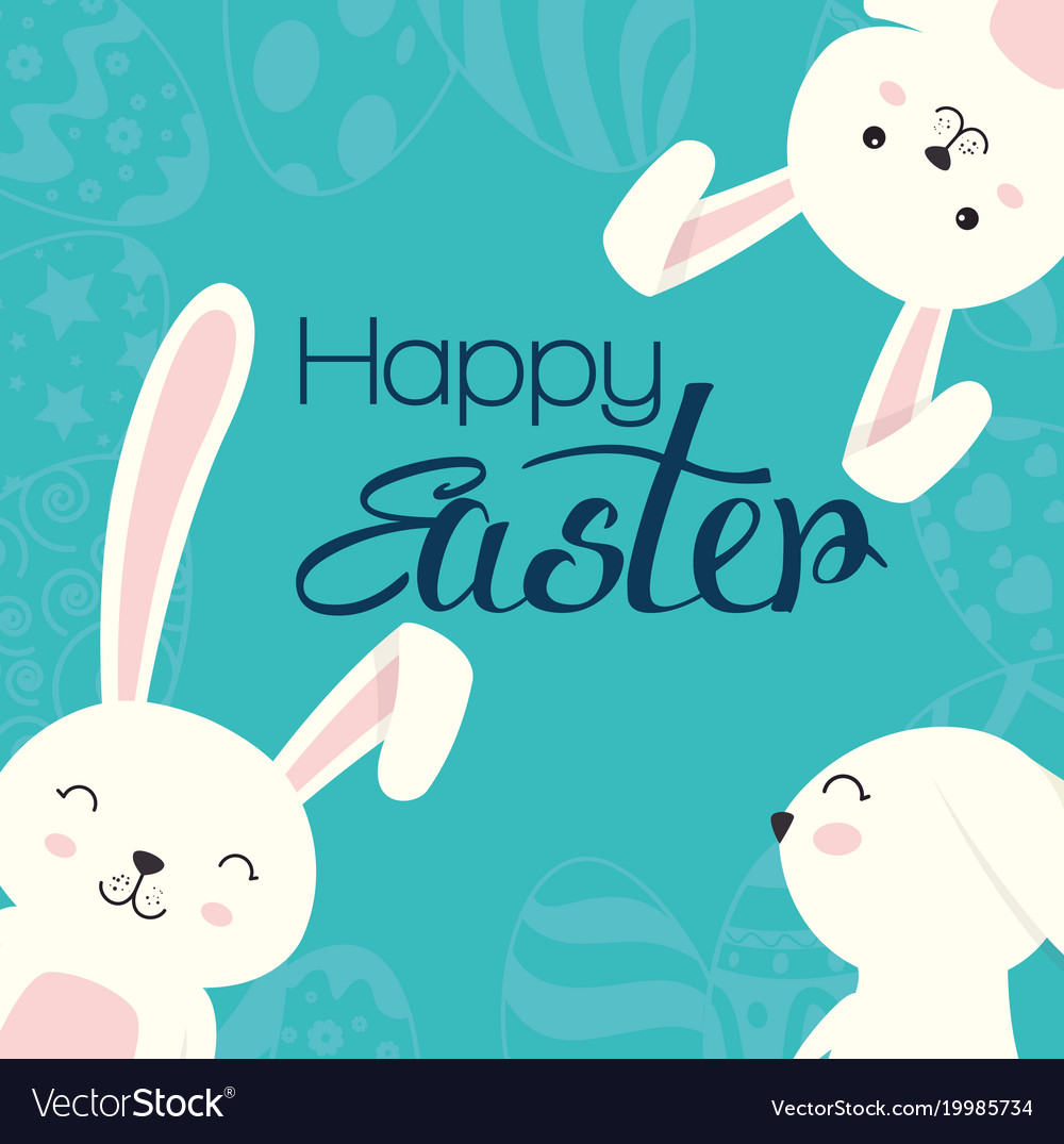 Cute rabbit happy easter celebration Royalty Free Vector