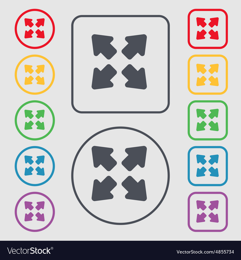 Deploying video screen size icon sign symbol