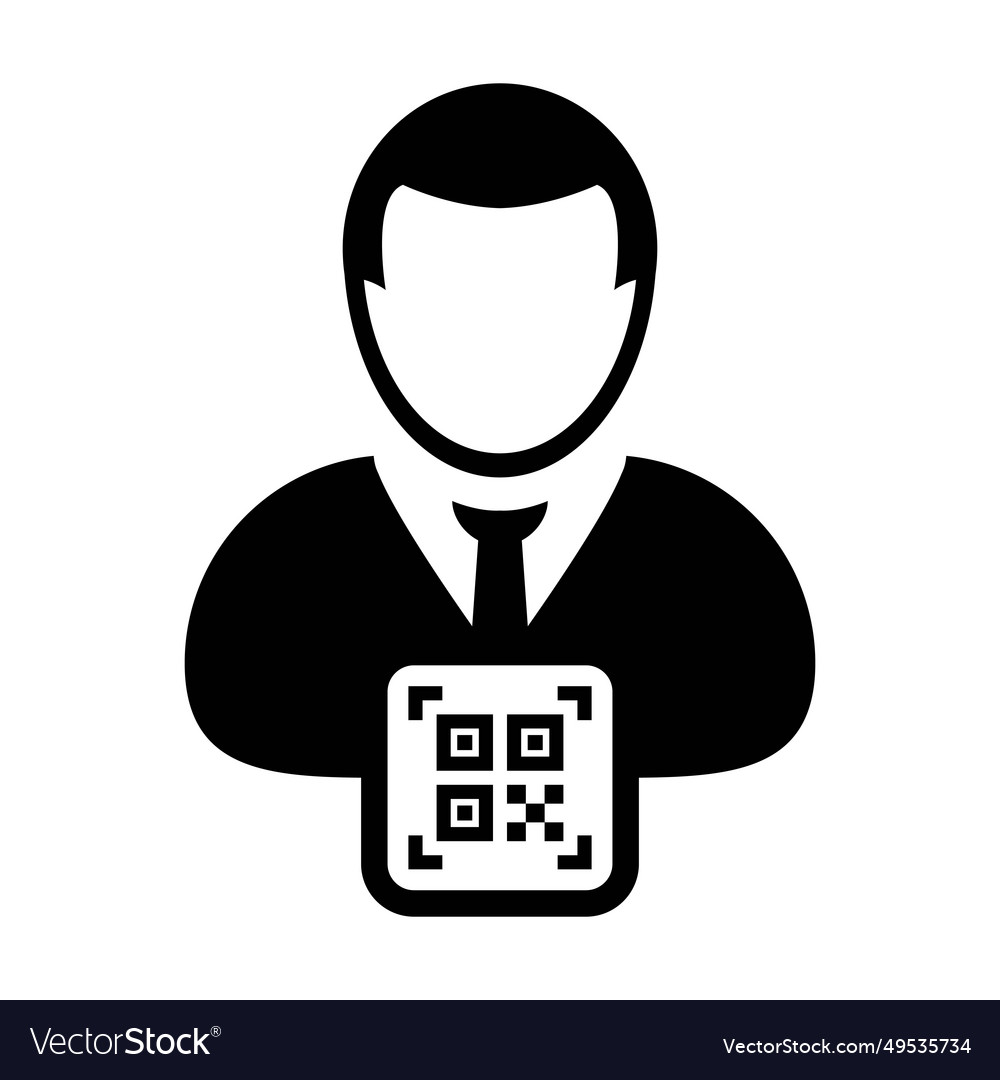 Digital id icon avatar with qr code for biometric vector image Digital id icon avatar with qr code for biometric