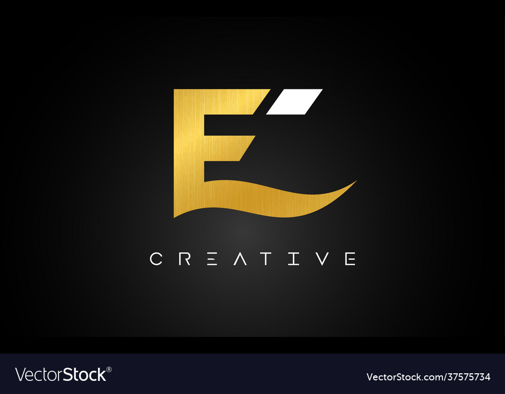 E golden letter logo with creative modern look Vector Image