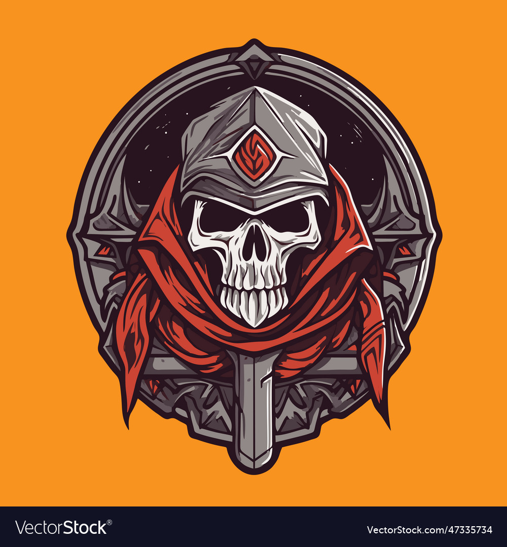 Gothic warrior skull with red bandana Royalty Free Vector