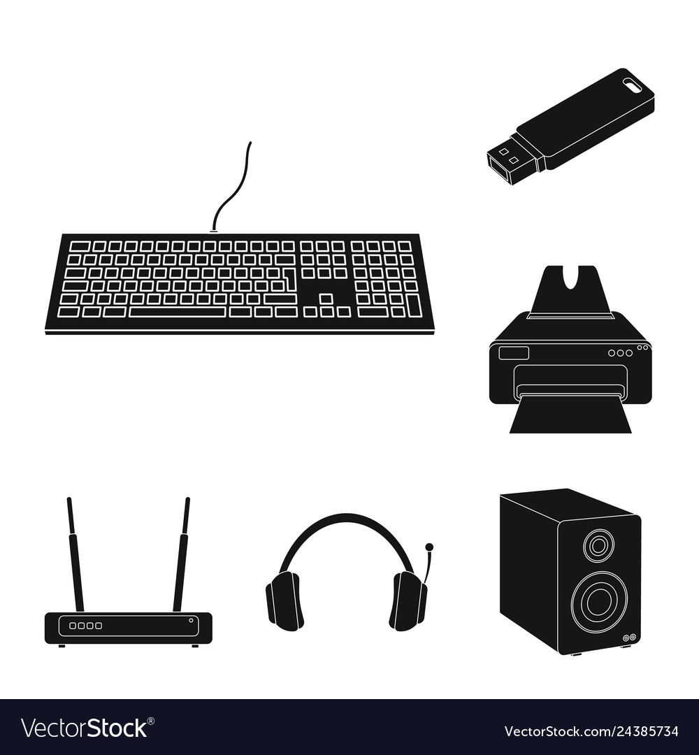 Isolated object of laptop and device sign set