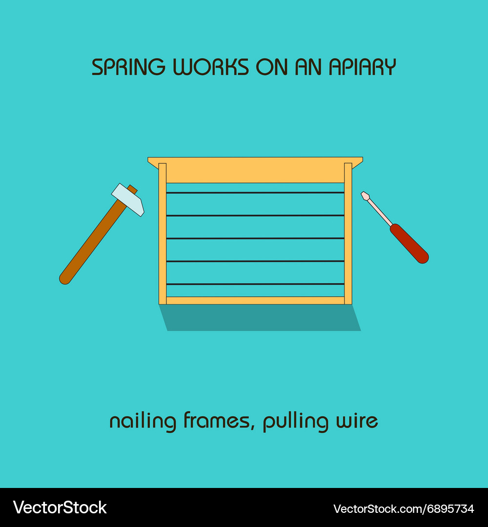 Nailing frames pulling wire spring work Royalty Free Vector