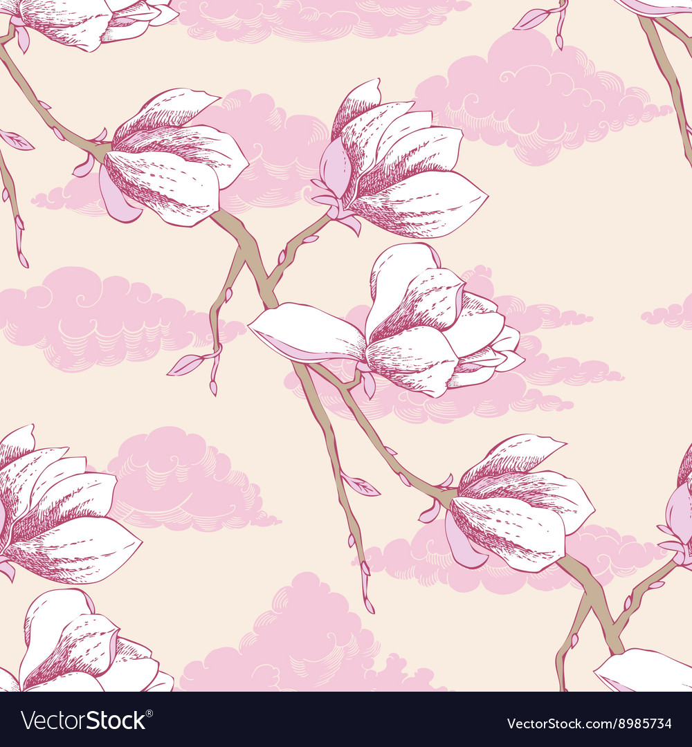 Seamless pattern with magnolia