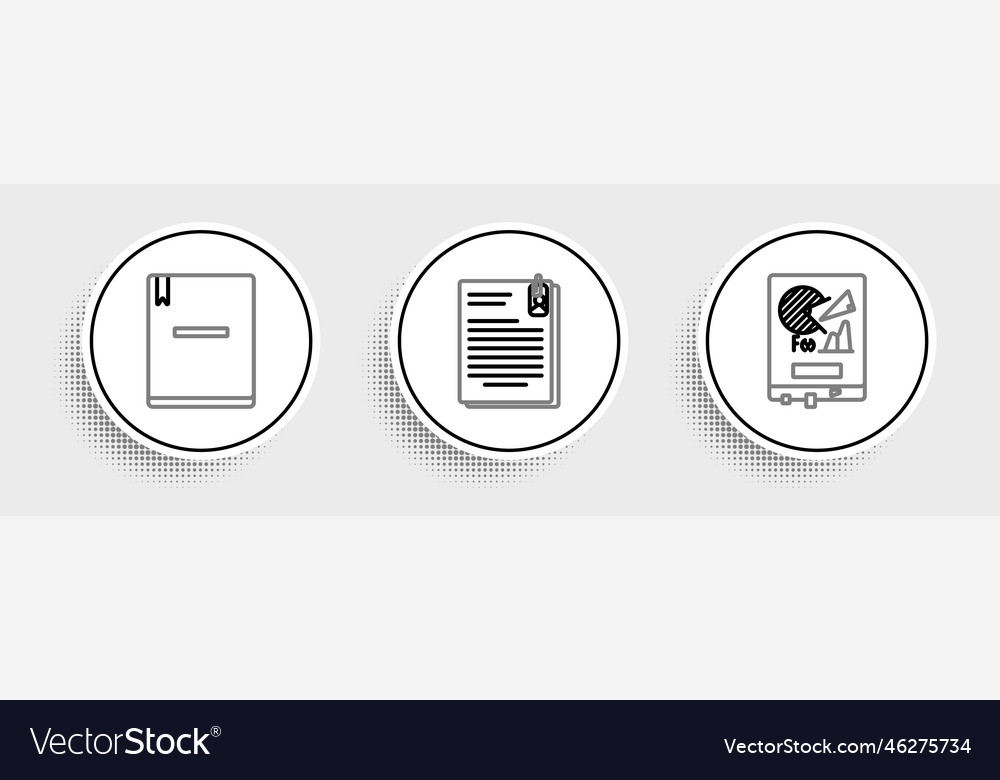 Set line board with graph chart notebook and file Vector Image Set line board with graph chart notebook and file