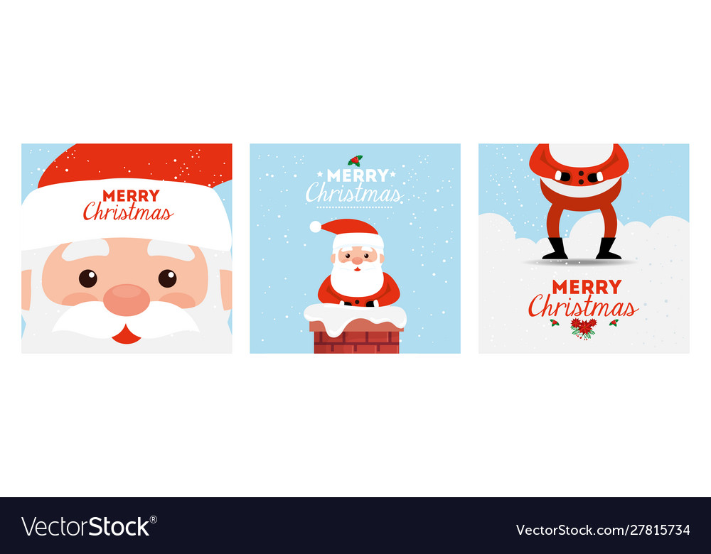 Set poster merry christmas and decoration